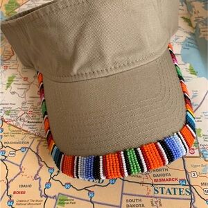 ‘Serape’ Handmade Seed Bead Twill Visor